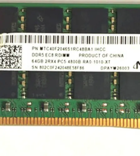 Micron 64GB DDR5 PC5-4800B EC8 RDIMM Server Memory RAM MTC40F2046S1RC48BA1