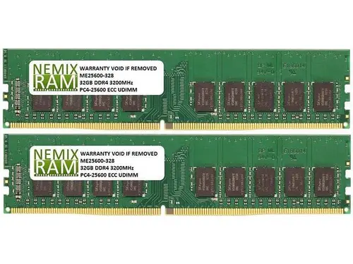 NEMIX RAM 64GB (2X32GB) DDR4 3200MHZ PC4-25600 2Rx8 1.2V 288-PIN ECC Unbuffered UDIMM KIT