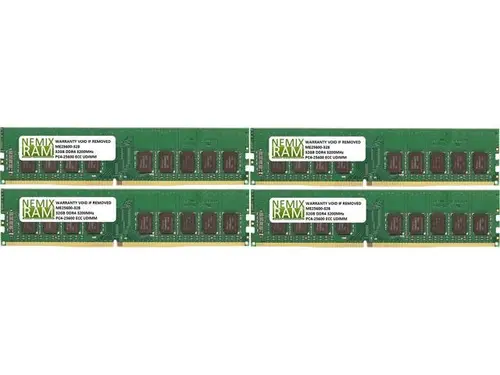 NEMIX RAM 128GB (4X32GB) DDR4 3200MHZ PC4-25600 2Rx8 1.2V 288-PIN ECC Unbuffered UDIMM KIT