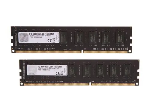 G. SKILL Value Series 16GB (2 x 8GB) DDR3 1333 (PC3 10600) Desktop Memory Model F3-10600CL9D-16GBNT