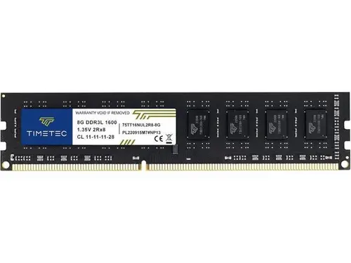 Timetec 8GB DDR3L / DDR3 1600MHz (DDR3L-1600) PC3L-12800 / PC3-12800 (PC3-12800U) Non-ECC Unbuffered 1.35V / 1.5V CL11 2Rx8 Dual Rank 240 Pin UDIMM...