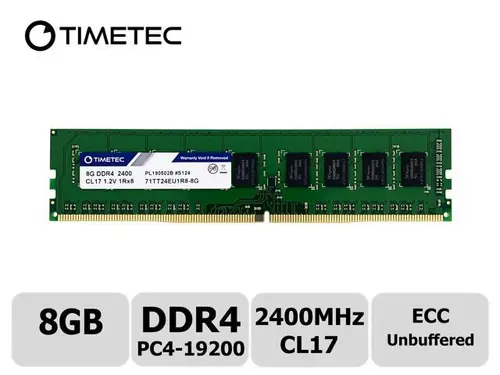 Timetec Hynix IC 8GB DDR4 2400MHz PC4-19200 Unbuffered ECC 1.2V CL17 1Rx8 Single Rank 288 Pin UDIMM Server Memory RAM Module Upgrade (8GB)
