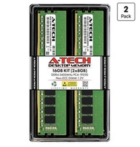 A-Tech 16GB 2x 8GB DDR4 2400 PC4-19200 Desktop 288-Pin DIMM Memory RAM Kit 16G