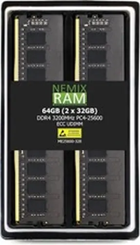 NEMIX RAM 64GB 2X32GB DDR4 3200MHz PC4-25600 288-PIN ECC Unbuffered UDIMM