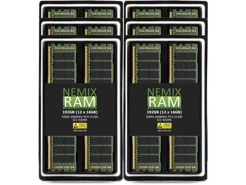 NEMIX RAM 192GB (12X16GB) DDR4 2666MHZ PC4-21300 2Rx8 1.2V 288-PIN ECC RDIMM Registered Server Memory KIT Compatible with Apple Mac Pro Rack 2020...