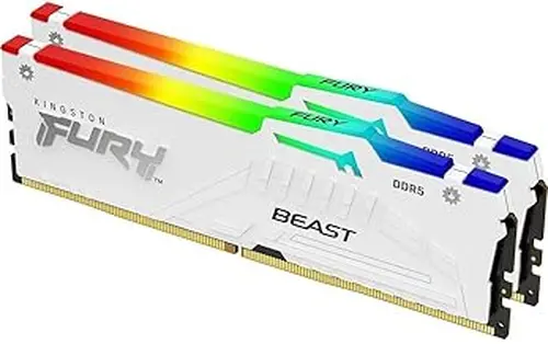 Kingston FURY Beast White RGB 64GB (2x32GB) 6000MT/s CL36 DDR5 EXPO DIMM | Infrared Syncing | FURY CTRL Software | Overclocking | AMD EXPO | Kit of 2 | KF560C36BWEAK2-64