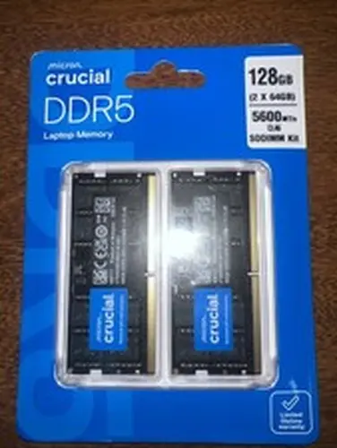 Crucial 128GB 2x64GB DDR5 5600 CL46 SODIMM Laptop Memory Kit New in sealed pack