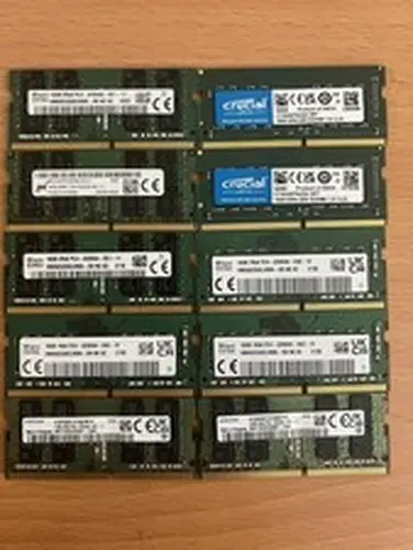 LOT OF (10) 16GB DDR4 SODIMM RAM MIX BRAND AND SPEED CRUCIAL, SKHYNIX