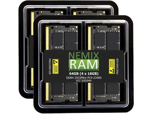 NEMIX RAM 64GB (4X16GB) DDR4 2933MHZ PC4-23400 2Rx8 1.2V 260-PIN ECC SODIMM KIT