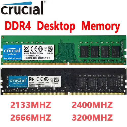 Crucial DDR4 4GB 8GB 16GB 2133 2400 2666 3200 288pins Desktop Memory Dimm Ram