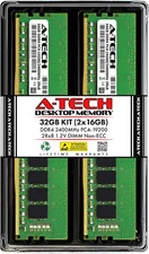 32GB (2X16Gb) DDR4 2400 Mhz UDIMM PC4-19200 (PC4-2400T) CL17 DIMM 2Rx8 Non-Ecc D