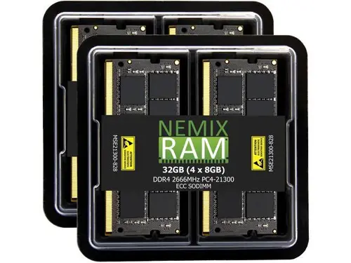 NEMIX RAM 32GB (4X8GB) DDR4 2666MHZ PC4-21300 2Rx8 1.2V 260-PIN ECC SODIMM KIT