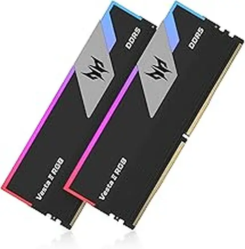 Acer Predator Vesta II RGB DDR5 RAM 64GB (32GBx2) 6000MHz CL30 PC5-48000, Intel XMP 3.0 AMD EXPO Compatible Computer Memory, Black BL.9BWWR.334
