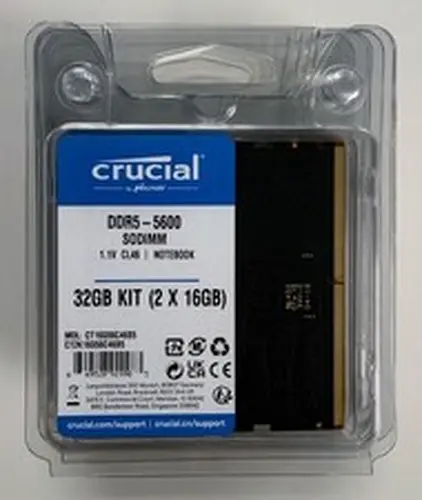 Crucial 32 GB PC5-44800 (DDR5-5600) Laptop RAM Kit CT16G56C46S5.M8D1