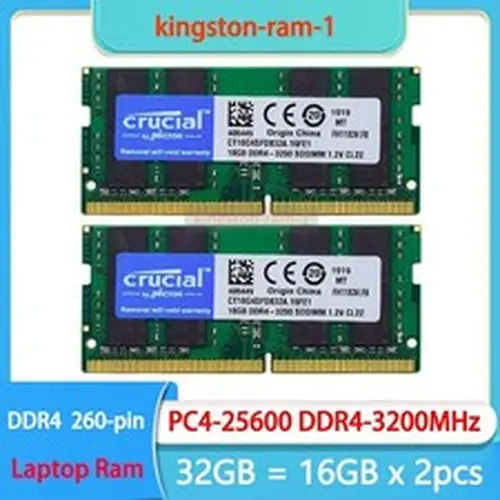 Crucial 32GB 2x16GB DDR4 SO-DIMM DDR4 3200MHz (PC4 25600) Laptop Memory 260-Pin