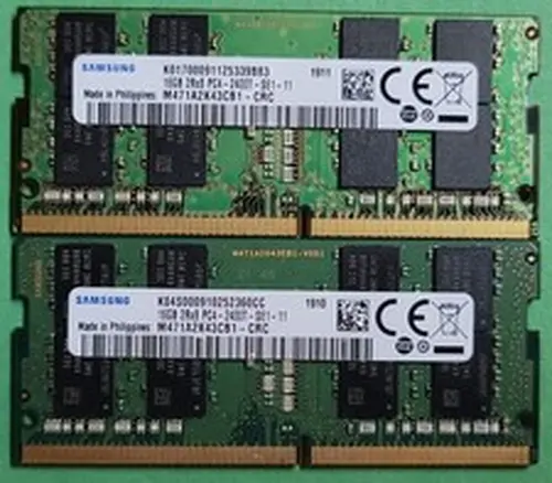 Lot of 2 - 32GB (2x16GB)- Samsung PC4-2400T-SE1-11 2Rx8 2400MHz RAM SODIMM