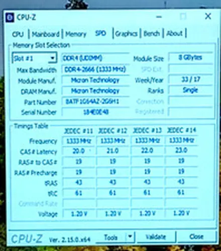MTA8ATF1G64AZ-2G6H1 Micron 8GB PC4-21300 DDR4-2666MHz 288-Pin UDIMM 1rx8 RAM