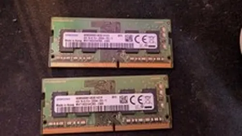 Two Samsung 8GB DDR4 1Rx8 PC4-3200AA-SA-11 SODIMM Memory modules. 32GB total