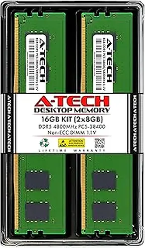 A-Tech A-Tech 16GB Kit (2x8GB) DDR5 4800MHz PC5-38400 CL40 UDIMM 1.1V Non-ECC Unbuffered DIMM 288-Pin Desktop PC/Computer RAM Memory Upgrade Modules