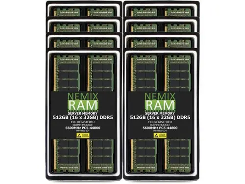 NEMIX RAM 512GB (16X32GB) DDR5 5600MHz PC5-44800 2Rx4 1.1V CL46 288-PIN ECC RDIMM Registered Server Memory Kit Compatible with Lenovo ThinkSystem...