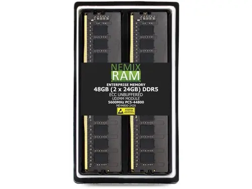 NEMIX RAM 48GB (2X24GB) DDR5 5600MHz PC5-44800 2Rx8 1.1V CL46 288-PIN ECC Unbuffered UDIMM Memory Kit Compatible with ASRock Rack...