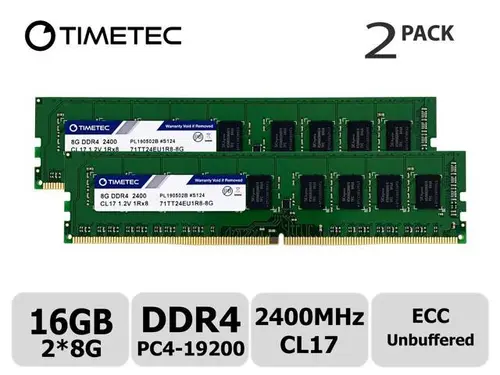 Timetec Hynix IC 16GB KIT (2x8GB) DDR4 2400MHz PC4-19200 Unbuffered ECC 1.2V CL17 1Rx8 Single Rank 288 Pin UDIMM Server Memory RAM Module Upgrade...