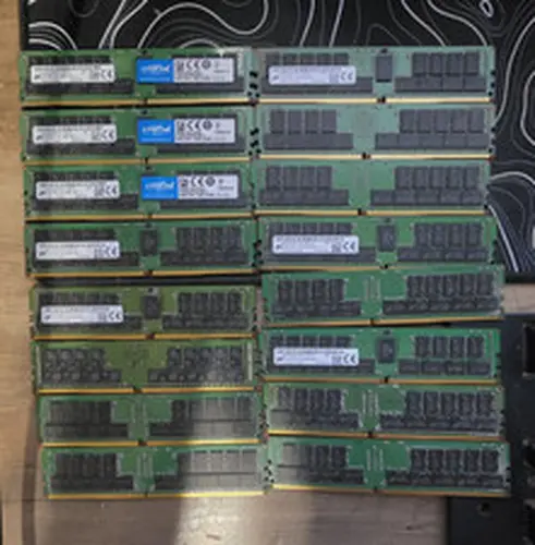 16 Crucial 32GB DDR4 RDIMM PC4-2666V ECC Registered RAM MTA36ASF4G72PZ