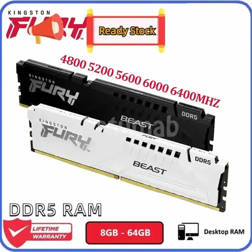 FURY Beast DDR5 8GB 16GB 32G 4800 5200 5600 6000 6400MHZ DIMM Desktop Memory Lot