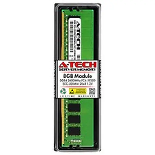 A-Tech 8GB 2Rx8 PC4-19200E ECC UDIMM DDR4 2400 MHz Unbuffered Server Memory RAM