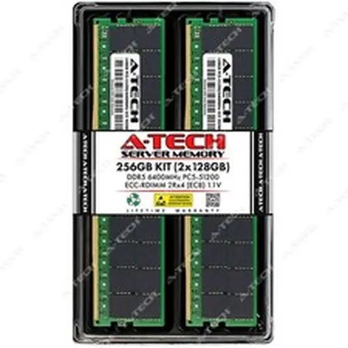 A-Tech 256GB 2x 128GB 2Rx4 PC5-51200R DDR5 6400 MHz EC8 RDIMM Server Memory RAM