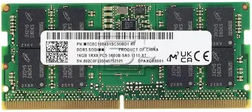 NewMicron MTC8C1084S1SC56BD1 16GB DDR5 1Rx8 5600MHZ 262-Pin SODIMM Laptop RAM Memory ModuleOEM