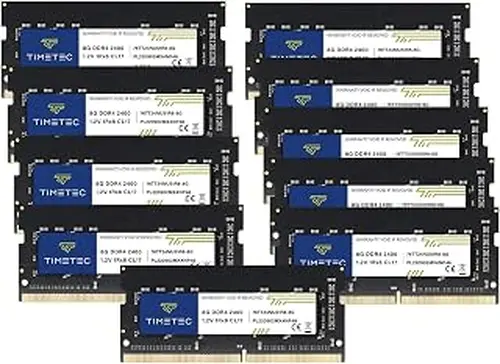 Timetec 80GB KIT (10x8GB) DDR4 2400MHz (PC4-2400T) PC4-19200 SODIMM Laptop RAM – 260-Pin 1.2V CL17 Non-ECC Unbuffered Memory Module for Laptop, Notebook, Mini PC, All-in-One