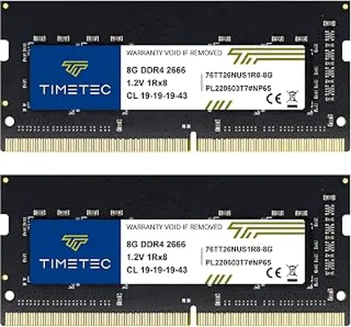 Timetec 16GB KIT (2x8GB) DDR4 2666MHz (PC4-2666V) PC4-21300 SODIMM Laptop RAM – 260-Pin 1.2V CL19 Non-ECC Unbuffered Memory Module for Laptop, Notebook, Mini PC, All-in-One