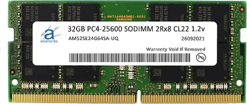 Adamanta 32GB (1x32GB) DDR4 3200MHz (or 2933MHz or 2666MHz) PC4-25600 SODIMM 2Rx8 CL22 1.2v Non-ECC Unbuffered Notebook Gaming Laptop Memory Upgrade RAM