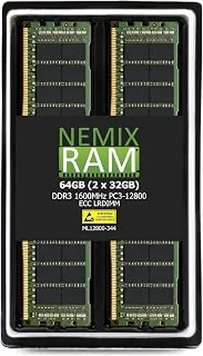 NEMIX RAM 64GB (2X32GB) DDR3 1600MHz PC3-12800 4Rx4 1.35V 240-PIN ECC LRDIMM Server Memory Compatible with Cisco UCS B-Series B460 M4 E7 v3 UCS-ML-2X324RY-E