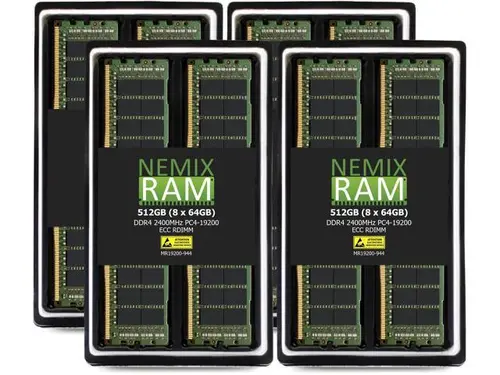 NEMIX RAM 512GB (8X64GB) DDR4 2400MHZ PC4-19200 4Rx4 1.2V CL17 288-PIN ECC RDIMM Registered Server Memory KIT Compatible with ASRock Rack ROMED8-2T...