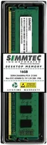 Simmtec RAM 16GB DDR4 2666MHz DIMM PC4-21300 UDIMM Non-ECC CL19 1.2V 288-Pin Des