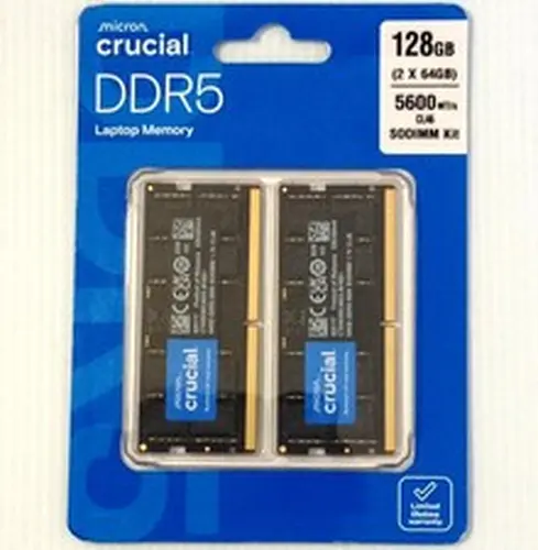Micron Crucial 128GB (2 x 64GB) DDR5 5600 MHz SO-DIMM Memory Kit for Laptops NEW