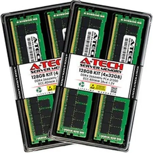 A-Tech 128GB 4x 32GB 2Rx4 PC4-21300R DDR4 2666 ECC REG RDIMM Server Memory RAM
