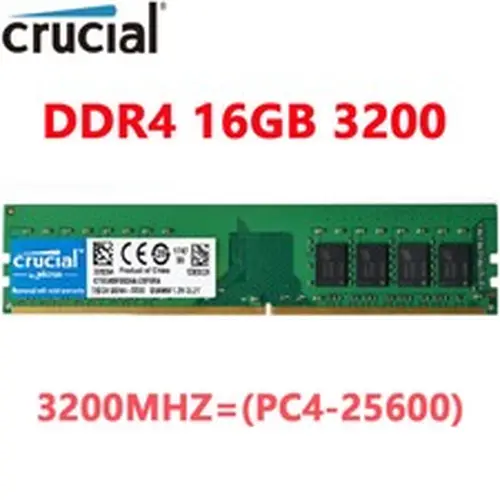 Crucial DDR4 16GB 3200Mhz PC4-25600 288pins Desktop Memory Dimm Ram 1x16GB