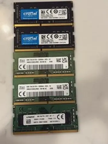 Lot of (5)Mixed Brands/Speeds Laptop Memory 8GB DDR4 RAM SO-DIMMs