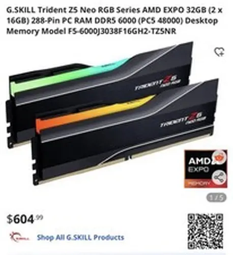 G. Skill Trident Z5 Neo RGB Series DDR5 RAM 32GB (2x16GB)