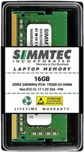 Simmtec RAM 16GB DDR4 2400MHz SODIMM (PC4-2400T) CL17 2Rx8 1.2V Non-ECC SO-DIMM