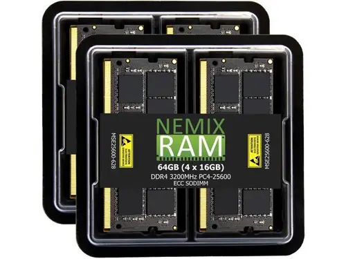 NEMIX RAM 64GB (4X16GB) DDR4 3200MHZ PC4-25600 2Rx8 1.2V 260-PIN ECC SODIMM KIT
