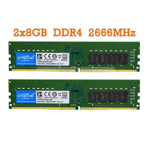 Crucial 8GB 16GB 32GB DDR4 2133 2400 2666 3200 MHz DIMM 288-Pin Memory Desktop