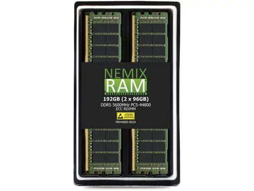 192GB 2X96GB DDR5 5600MHz PC5-44800 2Rx4 1.1V CL46 288-PIN ECC Registered RDIMM NEMIX RAM Server Memory KIT Compatible with Supermicro H13DSG-O-CPU...