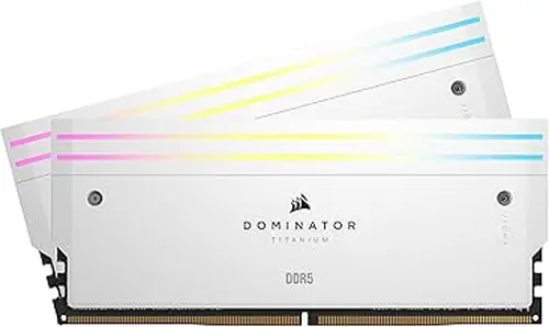 Corsair CORSAIR Dominator Titanium RGB DDR5 RAM 48GB (2x24GB) DDR5 7200MHz CL36 Intel XMP iCUE Compatible Computer Memory - White (CMP48GX5M2X7200C36W)