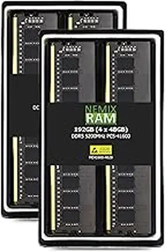 NEMIX NEMIX RAM 192GB (4X48GB) DDR5 5200MHz PC5-41600 2Rx8 1.1V CL44 288-PIN ECC Unbuffered UDIMM Memory KIT