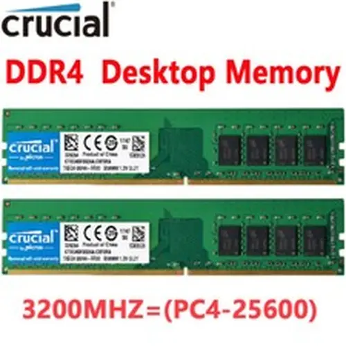 Crucial DDR4 32GB 2X16GB 3200 Mhz PC4-25600 288pins Desktop Memory Dimm Ram