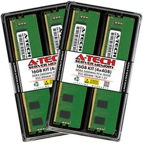 A-Tech 16GB 4x 4GB 1Rx8 PC4-19200R RDIMM DDR4 2400 MHz ECC REG Server Memory RAM